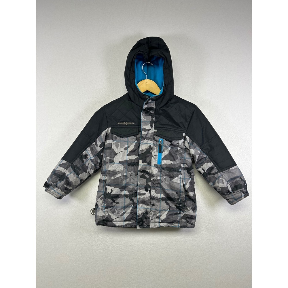 Gorpcore ZeroXposur Boys 5/6 Black Camo Insulated Hooded Boarding Winter Jacket